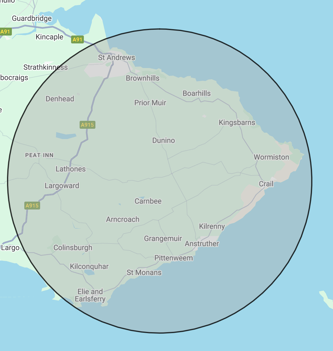 Map of East Neuk accommodation area